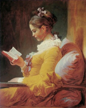 ジャン・オノレ・フラゴナール Painting - ジャン・オノレ・フラゴナールを読む若い女の子